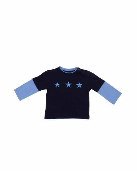 Star Staple Long sleeve Tee- Two Tone Blue