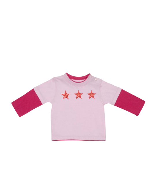 Star Staple Long Sleeve Tee- Two Tone Pink